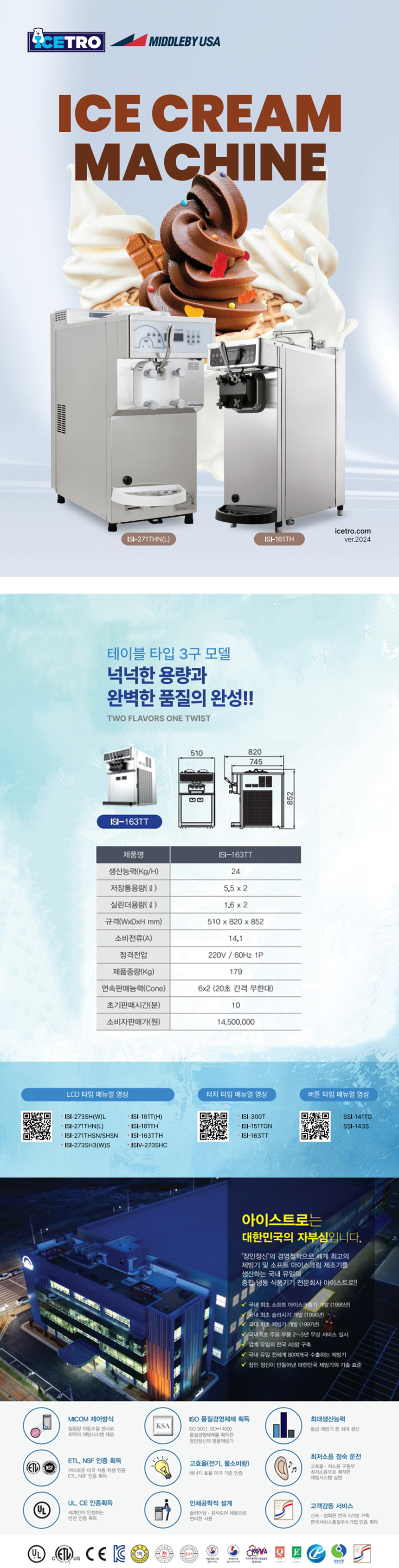 동양렌탈 ISI-163TT 아이스트로 세아 3구 소프트 아이스크림 제조기 상세이미지 1