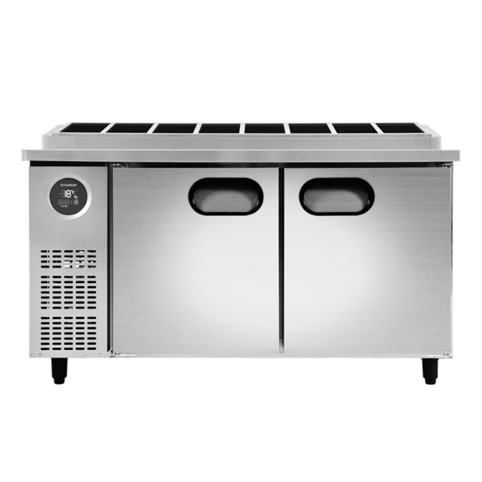 스타리온 업소용 테이블 김밥토핑 냉장고 직냉식 1500 1/4 밧드 앞작업대 내부스텐
