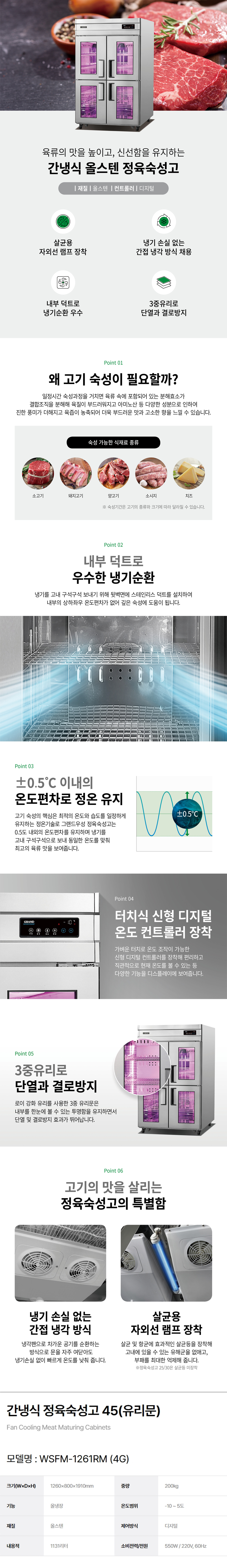 동양렌탈 WSFM-1261RM(4G) 그랜드우성 45박스 유리문 업소용 정육숙성고 고기냉장고 간냉식 올냉동 올스텐 WSFM-1261RM(4G) 상세이미지 1