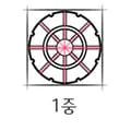 여러 개의 선이 방사형으로 퍼져 있으며, 열을 전달하는 이미지입니다. 1중이라는 텍스트가 있습니다.
