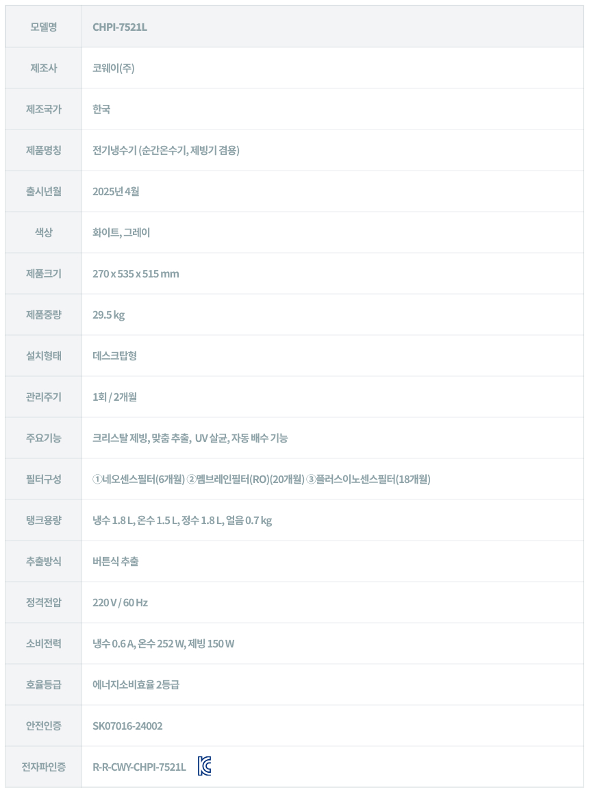 코웨이 CHPI-7521L 코웨이 얼음정수기 RO 상세이미지 24